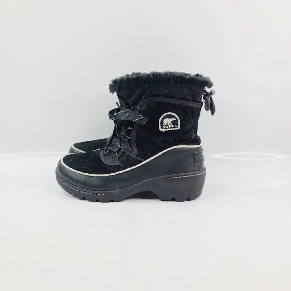 Sorel Girl's Black Torino III NY2636-010 Suede Fur Ankle Winter Snow Boot Size 4